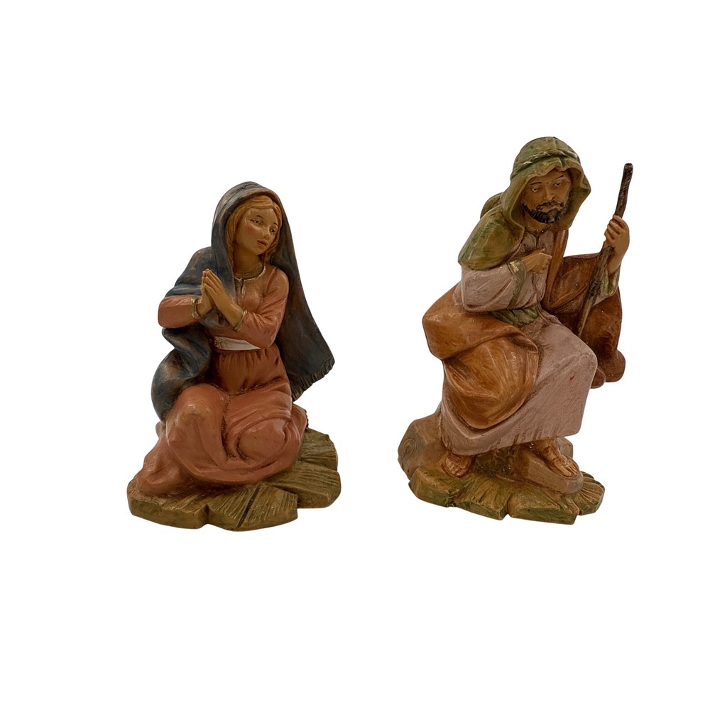 Vintage Nativity Set Mary Joseph Praying Kneeling Made in Italy Christmas Decor